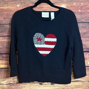 Liz Claiborne Navy Sweater with Heart Design